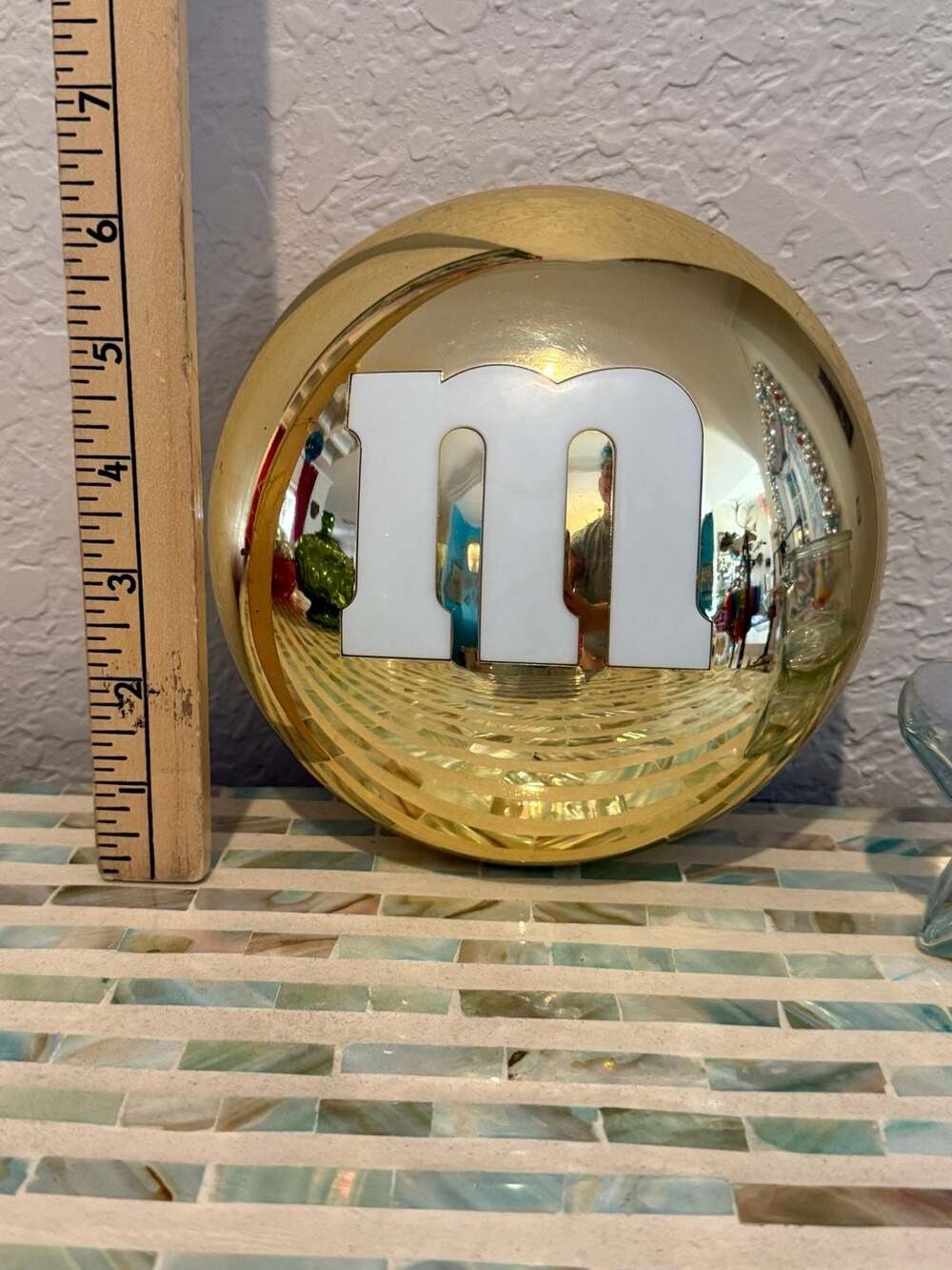 M&M Gold Plastic Candy Dish Container Bowl 6 Inch